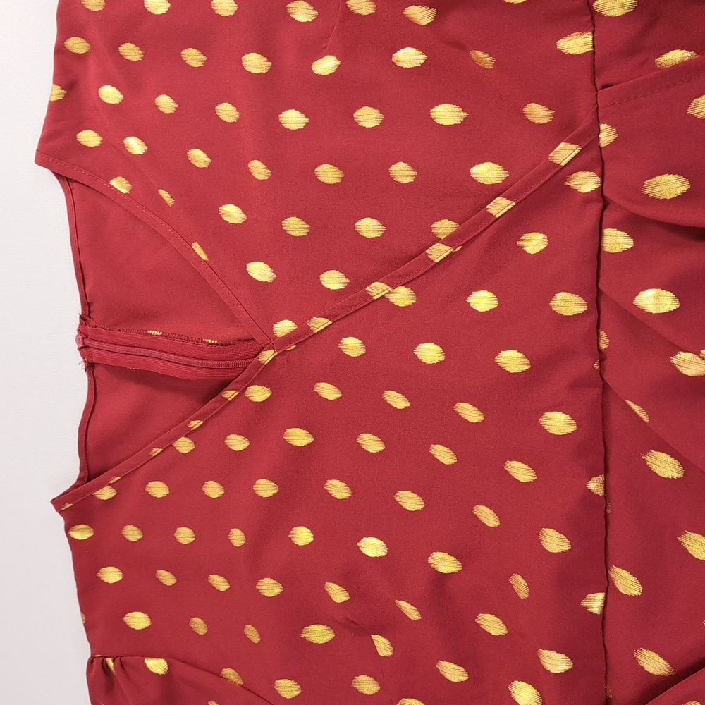 SHEIN Gold Dots Burgundy Red Tunic Size XL US 12 - Picture 9 of 15